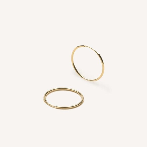NEW Real Gold Hoops 20 mm Yellow Gold Hoop Earrings Small Hoops Pair Stamped 10K - Picture 2 of 6